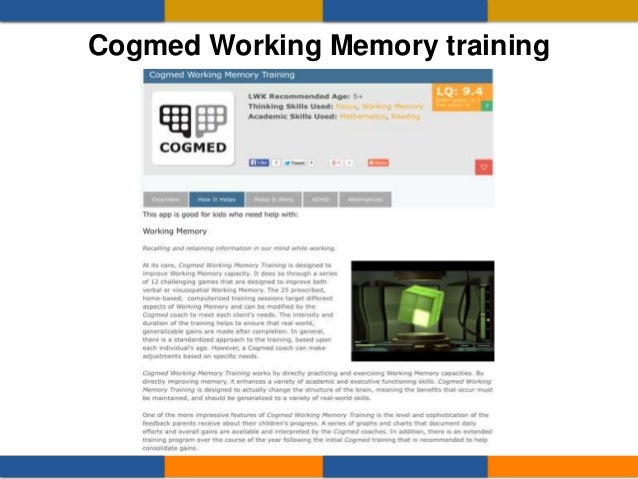 cogmed working memory training reviews
